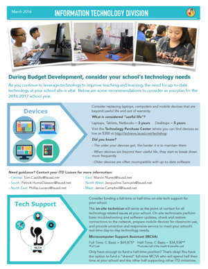 Attn: Principals - ITD Budget Development ITD Recommendations